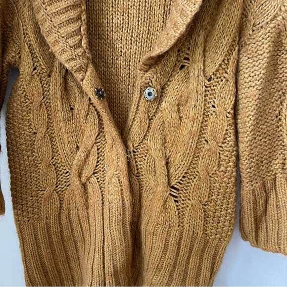 Ann Taylor Loft Alpaca Chunky Cable Knit Medium Length Cardigan Sweater Size: M - Picture 7 of 10